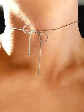 ARE YOU AM I Delicate Gold Bow Tie Choker Necklace